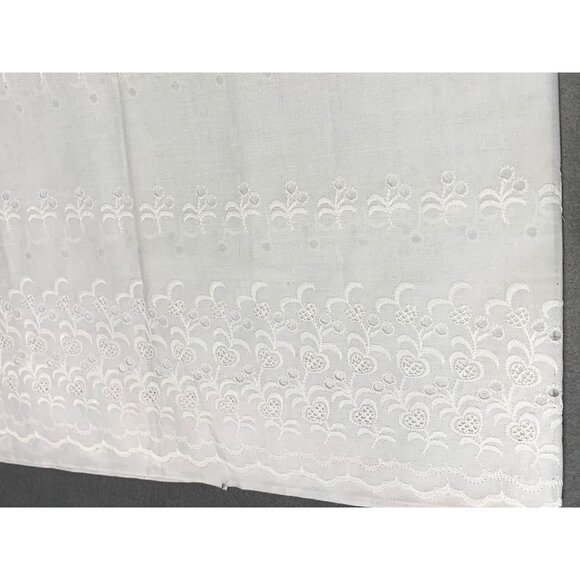 White Embroidered Lace Cotton Fabric 1 yard x 44" wide Floral Pattern - Picture 1 of 5